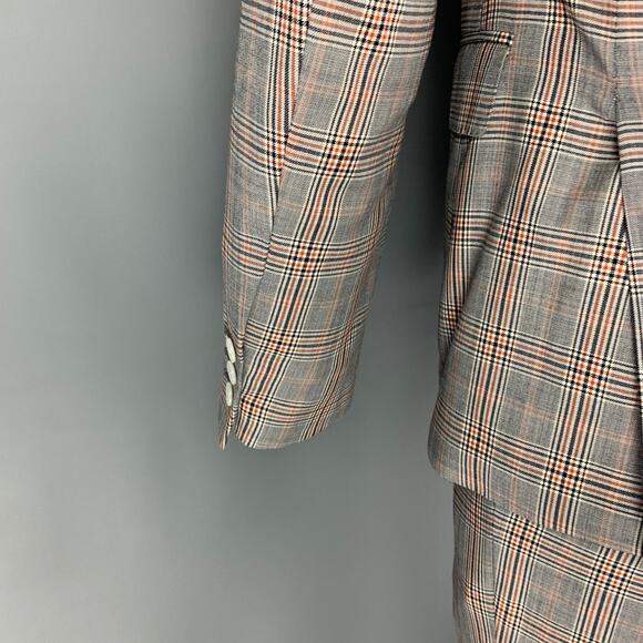 BLACK FLEECE Size 38 Grey Navy White Plaid Wool Notch Lapel Suit - Picture 4 of 11